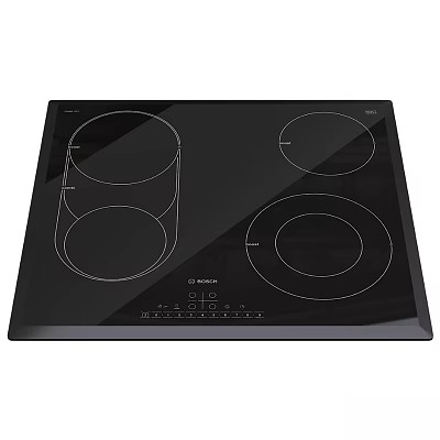 Black Glass Electric Cooktop With Multiple Heating Zones And Control Buttons 3d model
