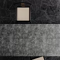 Modern Dining Table Set With Black Table Wooden Chairs Red Pendant Light And Abstract Painting