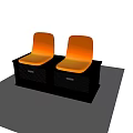 Glossy Orange Leisure Chairs With Green Storage Cabinet And Perforated Drawers