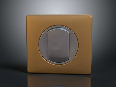 Modern Computer Component Featuring Brown Square Frame And Central Circular Silver Panel 3d model