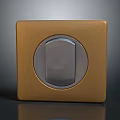 Modern Computer Component Featuring Brown Square Frame And Central Circular Silver Panel