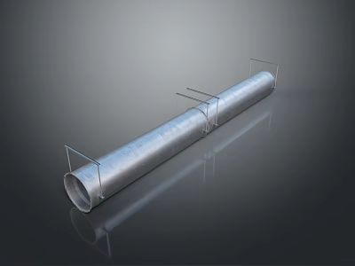 Industrial Cylindrical Metal Pipe With Shiny Surface And Mounting Brackets Design 3d model