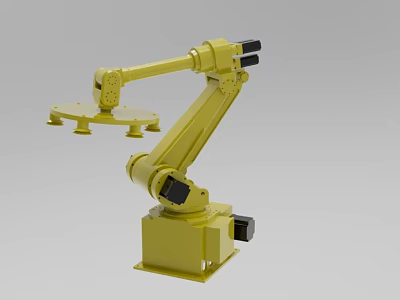 Industrial Robotic Arm Equipment with Yellow Mechanical Structure for Manufacturing Automation 3d model