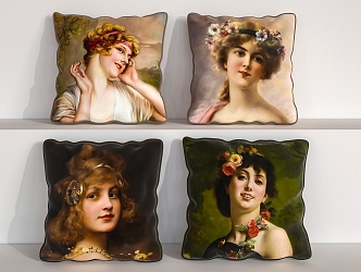 European oil painting figure pillow 3d model