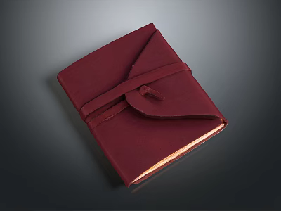 Dark Red Leather Notebook With Strap Design For Practical Daily Use 3d model