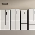 Poliform White Refrigerators And Freezers Various Models Arranged In Display Row 3d model