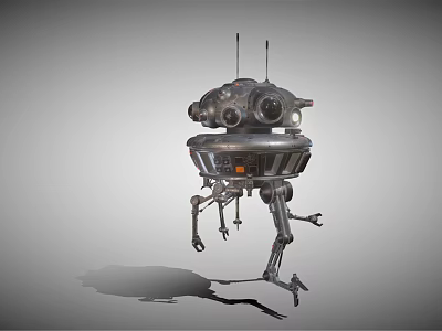 Smart Machine With Metallic Body Antennas Circular Sensors And Mechanical Legs 3d model