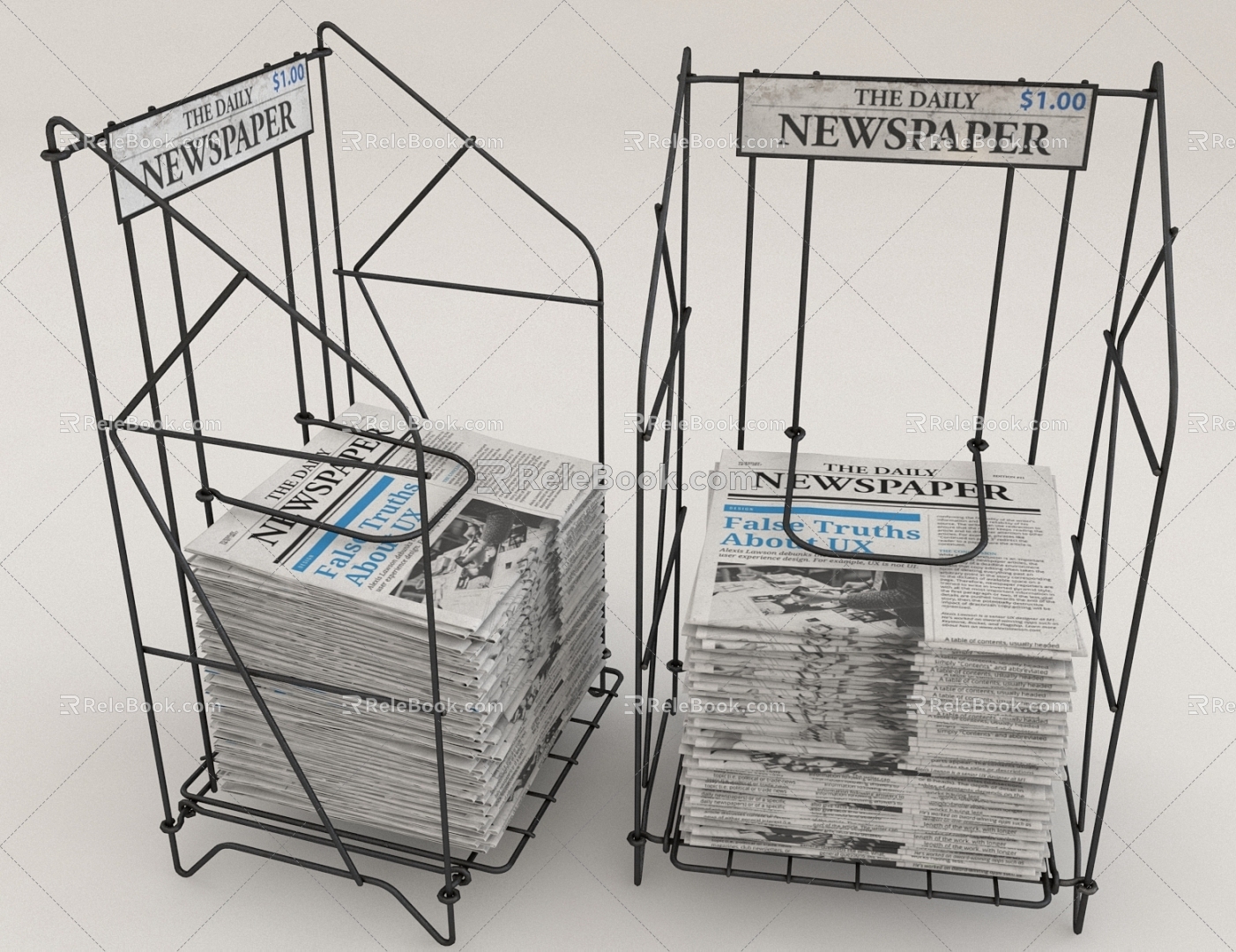 books newspaper newspaper shelves 3d model