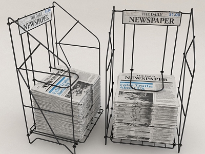 books newspaper shelves 3d model