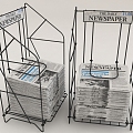 books newspaper newspaper shelves 3d model