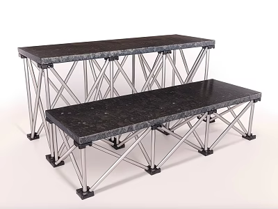 Foldable Display Stands With Metal Frame And Black Tabletop For Exhibition Use 3d model