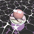 Pink Cartoon Game Movie Character Wearing Gray Sunglasses On White Platform With Black Purple Mesh