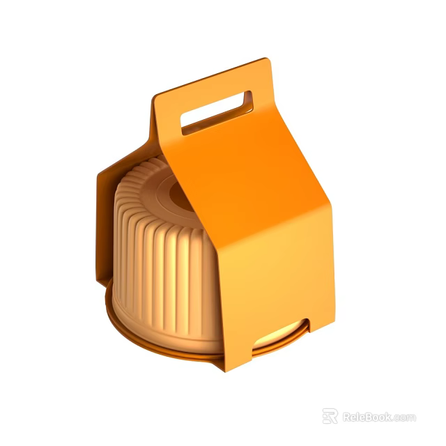 Orange Ribbed Baking Mold With Handle A Practical Household Kitchen Tool 3d model 