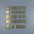 Multiple Golden Switch Panels With Various Styles On Grey Background 3d model