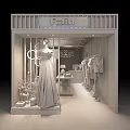 Rain Clothing Store With Wedding Dress Clothes Display Racks And Chandelier Decorations
