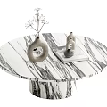 Middle Ancient Style Coffee Table Marble Coffee Table 3d model