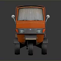 Orange Cargo Tricycle With Driver Cabin And Closed Loading Box Design 3d model