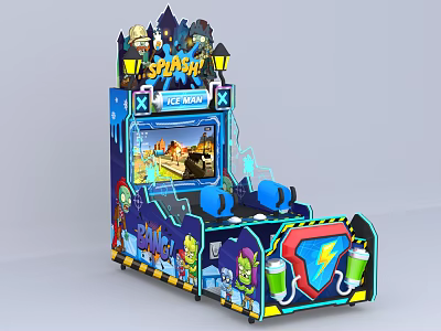 Interactive Arcade Entertainment Appliance Featuring Splash Ice War Game With Cartoon Design And Dual Seats 3d model