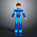 Blue Robot Game Movie Character With Red Hair And Green Eyes