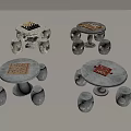 Stone Table Stone Bench Chess Go Chess 3d model