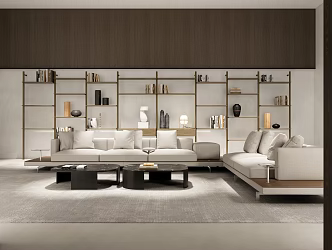 Modern Living Room Living Room Bookshelf Sofa Coffee Table Combination 3d model
