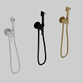 Modern Sleek Chrome Shower Faucet With Handheld Showerhead Flexible Hose And Control Knob