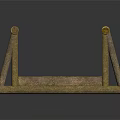 Wooden Bridge Structure With Railings Wooden Planks And Support Beams