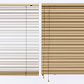 Stylish Light Wood Window Blinds With Adjustable Slats And Beige Finish 3d model