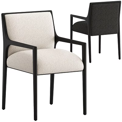Modern Lounge Chairs With Beige Dark Gray Fabric And Black Metal Frame Design 3d model