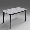 Modern Minimalist Dining Table With White Marble Top And Black Metal Legs