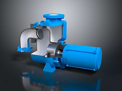 Blue Industrial Pump Equipment With Motor Housing And Base Structure 3d model