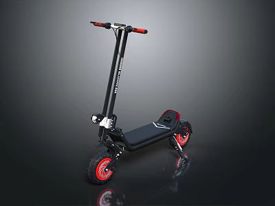 Stylish Modern Electric Scooter With Black Body Red Handlebars And Red Wheels 3d model