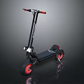 Stylish Modern Electric Scooter With Black Body Red Handlebars And Red Wheels