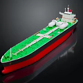Detailed Wooden Ship Model Featuring Green Deck Red Bottom Black Hull And White Tanks