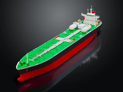 Detailed Wooden Ship Model Featuring Green Deck Red Bottom Black Hull And White Tanks 3d model