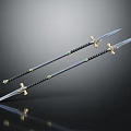 Traditional Decorative Swords with Golden Accents Gemstone Inlays and Sharp Blades