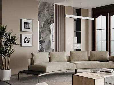 Modern living room sofa coffee table carpet decoration 3d model