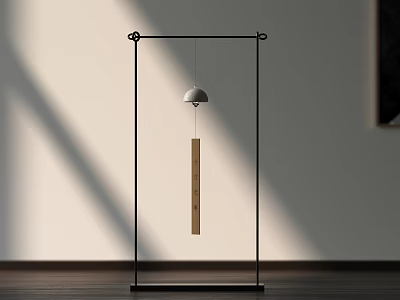 Modern Minimalist Floor Lamp With Black Metal Structure Round Shade And Wooden Accent 3d model