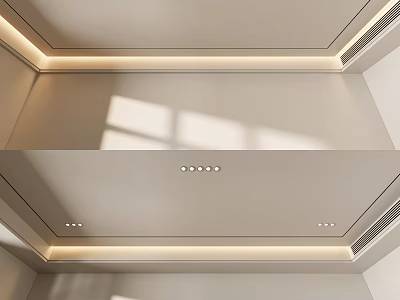 Modern Minimalist Ceiling Design With Smooth White Surface LED Strip And Recessed Lights 3d model