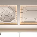 Elegant Ceiling Design With Octagonal And Oval Carved Patterns And LED Lighting