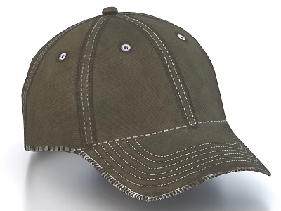 Olive Green Stitched Casual Baseball Cap with Classic Design for Everyday Wear 3d model