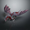 Fantasy Dragon Character With Red And White Wings Scaled Body For Game Or Movie