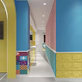 Modern Sports Fitness Training Facility With Colored Floor Markings And Hanging Lights
