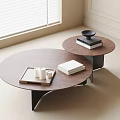 Round Wooden Coffee Tables With Tray White Candles Books And Black Bowl In Modern Living