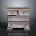 Vintage Light Colored Wooden Chest of Drawers With Metal Knobs And Multiple Drawers