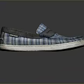 Blue Plaid Casual Loafers With White Sole And Comfortable Upper Design