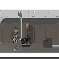 Modern Clothing Store Interior With Hanging Racks Display Stands Cozy Sofa Pendant Light And Mirror