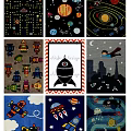 Square Rugs with Colorful Cartoon Patterns Space Robots City and Whale Designs Kid Friendly