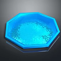 Blue Octagonal Tray with Smooth Surface and Grid Pattern on Black Background with Reflective Finish 3d model