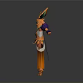 Egyptian Style Woman Character Holding Ornate Decorated Scepter With Intricate Design